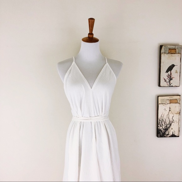 OPHELIA White Gauze Midi Wrap Dress coverup NWT - Picture 4 of 8